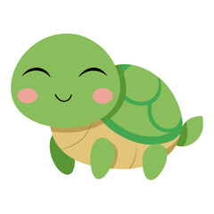 Turtle sleeping soundly with a happy expression and pink cheeks animal vector on white background.