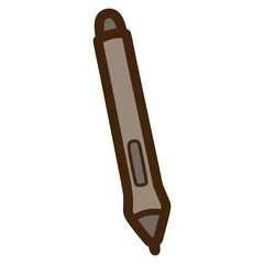 Chocolate Gradient Icon of Stylus Pen with Brown Outline Isolated on Transparent Background Creative Tool for Graphic Design 3D Illustration