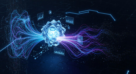 A crystal clear algorithm with vibrant lines and charts for complex machine learning visualization