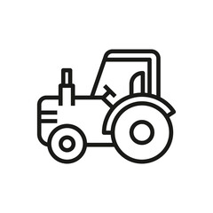A simple line drawing of a tractor featuring bold black outlines. Editable stroke line icon