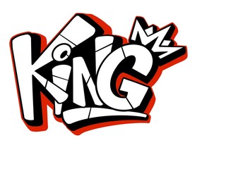 Graffiti King, illustration of the letter king with a cool, simple graffiti pattern and a crown