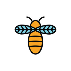 An illustration of a bee with orange and yellow stripes