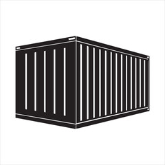 shipping container icon vector silhouette on transparent background