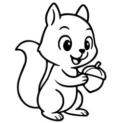 Vector for coloring, cute squirrel cartoon