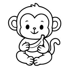 Vector for coloring, cute monkey cartoon
