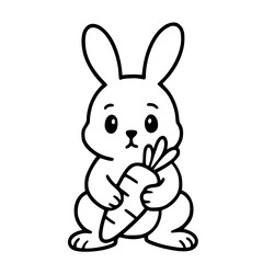 Vector for coloring, cute rabbit cartoon