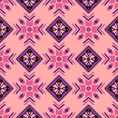 Geometric Ethnic pattern, Native American tribal fabric, tile, carpet, vector, illustration design, on  a blue-purple Tone background 