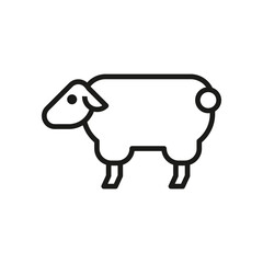 Simple black outline drawing of a sheep with rounded body and legs facing left. Editable stroke line icon
