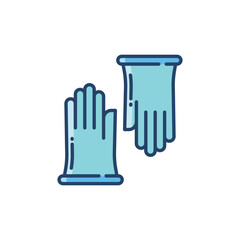 Two blue medical gloves