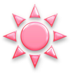 Cute 3D Pink Glossy Sun Icon for SPF Skincare Products