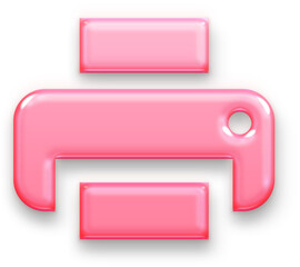 Cute 3D Pink Glossy Printer Icon for Printing Coupons
