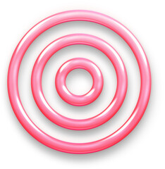 Cute 3D Pink Glossy Target Icon for Focused Skincare
