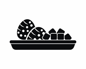 Sweet potatoes with marshmallows icon, baked dish, vector illustration