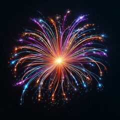 Fototapeta premium Colorful fireworks exploding in night sky, vibrant celebration display highlighting festive culture, national holidays, and the visual beauty of fireworks photography and nighttime celebration