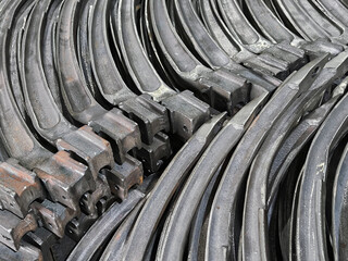 Many parts, lot of Metal Castings parts placed on mass, automotive parts mass production. 