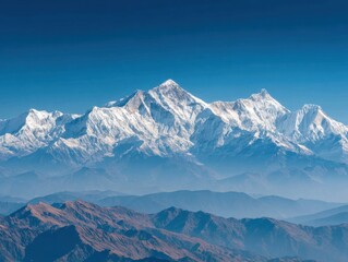 Obraz premium Majestic Himalayan Mountain Range in Nepal with Snow-Capped Peaks Premium Travel Adventure Content for Millennial Exploration and Inspirational Marketing Campaigns