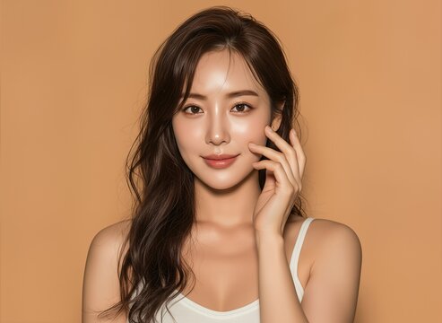 Various Poses of a Korean 20s Beauty Model with Wavy Perm (AI Generated)