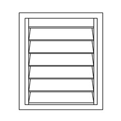 Simple, Detailed Line Art Illustration of a Louvered Window Frame.