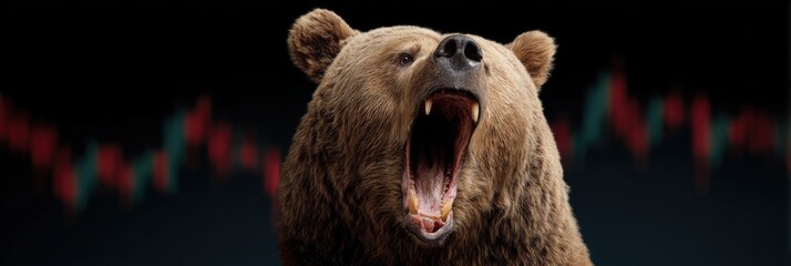 Professional Market Analysis Featuring Roaring Bear and Bearish Candlestick Charts Premium Financial Content for Investor Marketing and Social Media Campaigns