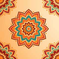 Simple Indian culture background with mandala patterns and warm colors.