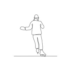 One continuous line drawing of ice skating illustration. Ice skating is the self-propulsion and gliding of a person across an ice surface, using ice skates. Sport theme design vector concept.