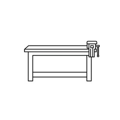 Simple Line Drawing of a Workbench with Vise