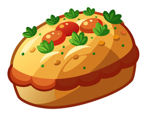 Stuffing bread loaf, holiday meal element, vector illustration isolated on white