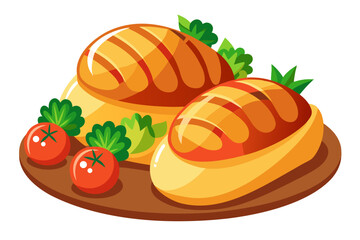 Stuffing bread loaf, holiday meal element, vector illustration 
