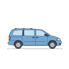 Obraz premium Simple Line Art Illustration of a Light Blue Minivan