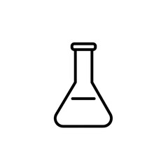 Minimalist outline of a laboratory Erlenmeyer flask with a liquid level indicator