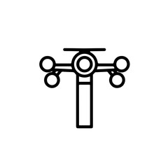 Simple Line Drawing of a Weather Vane with Four Cups