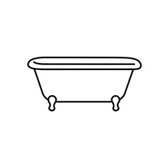 Minimalist Line Art: Classic Bathtub with Claw Feet and Rounded Edges