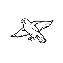 Stylized Falcon Soaring with Sharp Talons and Focused Gaze in Black and White