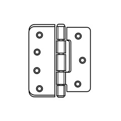 Detailed Outline of a Hinged Door Hinge with Rounded Corners and Six Screw Holes