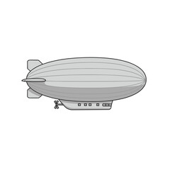Stylized Gray Dirigible with Rear Propeller and Rectangular Windows Illustration