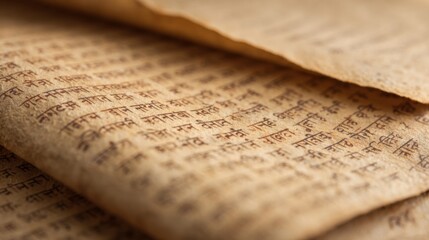 Authentic Hindi Diwas Close-Up of Script on Textured Paper Premium Cultural Heritage Content for Education, Language Preservation, and Social Media Campaigns