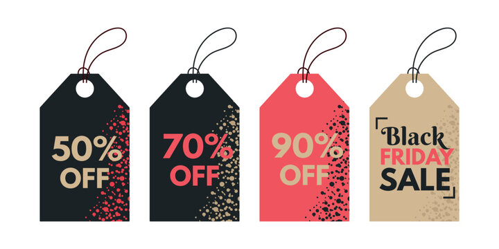 Set collection of Black Friday tegs isolated illustration