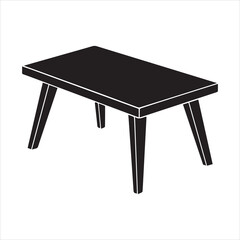 A simple black rectangle table on transparent background silhouette