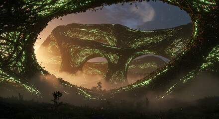 Alien Structure Illuminated by Sunrise