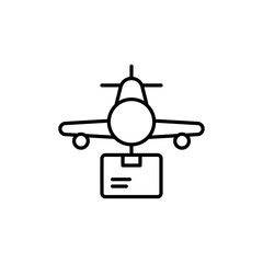 Outline Airplane Delivering Package Icon in Transparent Background Express Logistics