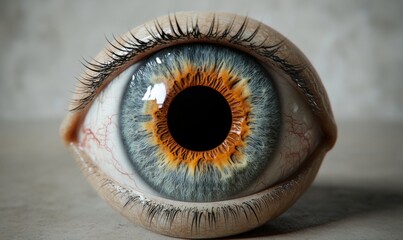 3D model of the eye showing detailed anatomy like the cornea, iris, and retina