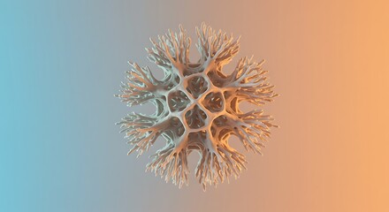 Abstract White Form with Blue and Orange Background