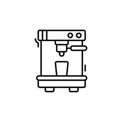 Outline Style Coffee Maker Icon for Beverage Preparation on Transparent Background