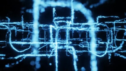 Abstract blue digital network, interconnected lines representing data flow, futuristic cyberspace visualization on dark background, modern technology - Powered by Adobe