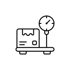 Package Weighing Outline Icon of Box with Scale on Transparent Background for Logistics and Shipping Weight Measurement