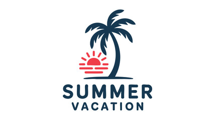 Obraz premium Tropical palm tree sunset summer vacation logo design