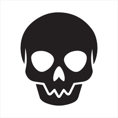 Simple graphic skull art on transparent background silhouette