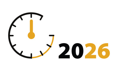 Countdown to 2026 Visual Representation Symbolic of Impending Deadline and Future Goals Depicted with Clock Graphic