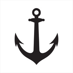 Simple black anchor art on transparent background silhouette