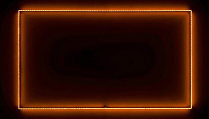 Glowing Orange Neon Frame on Dark Background with Copy Space for Digital Display